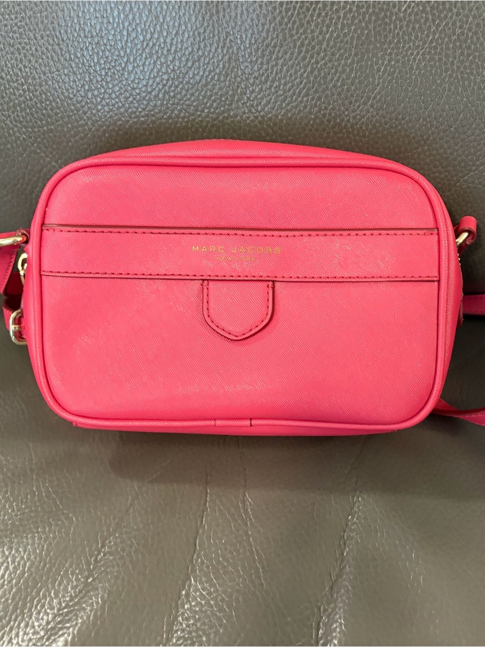 Marc Jacobs Hot Pink Saffiano Crossbody Camera Bag
